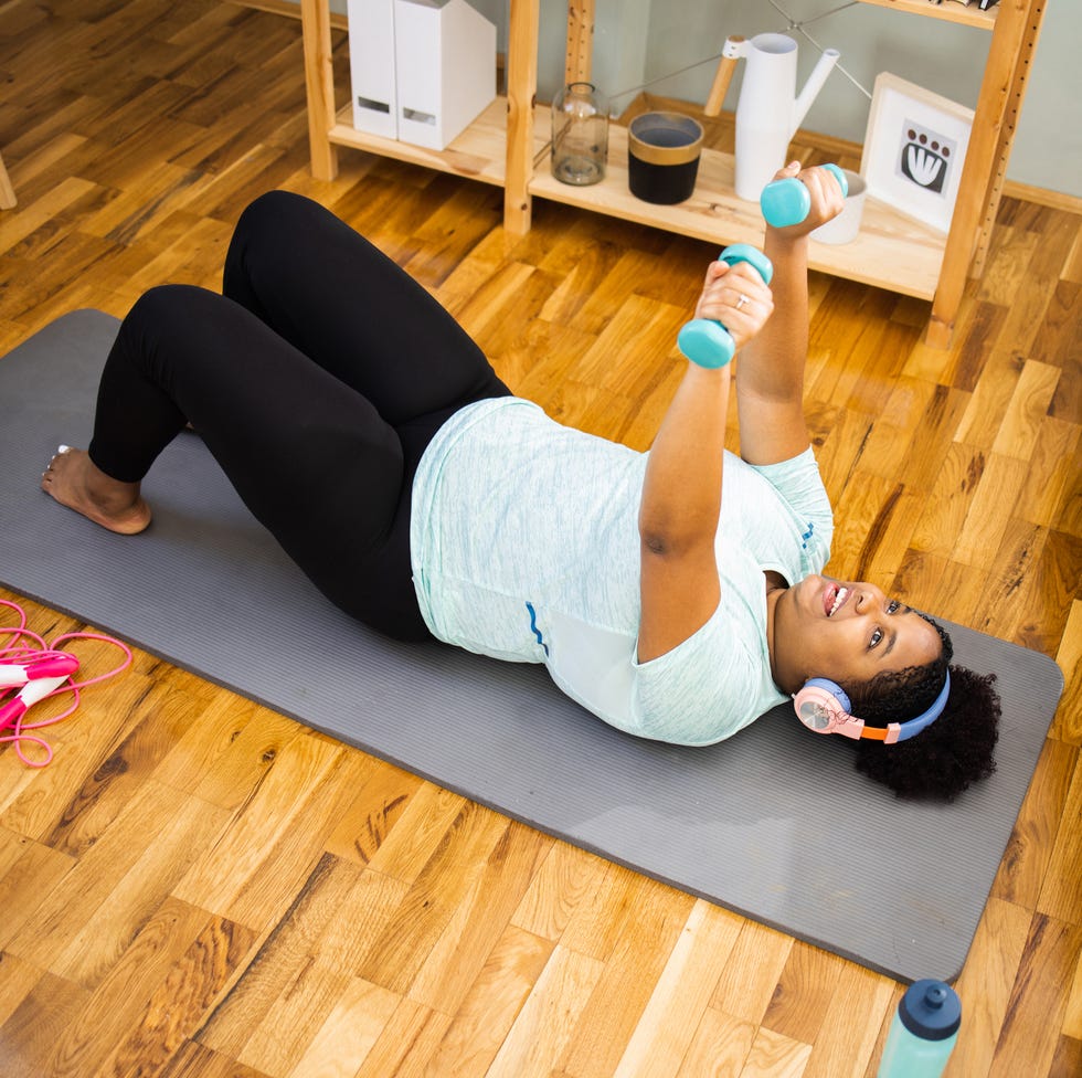 happy young woman exercising