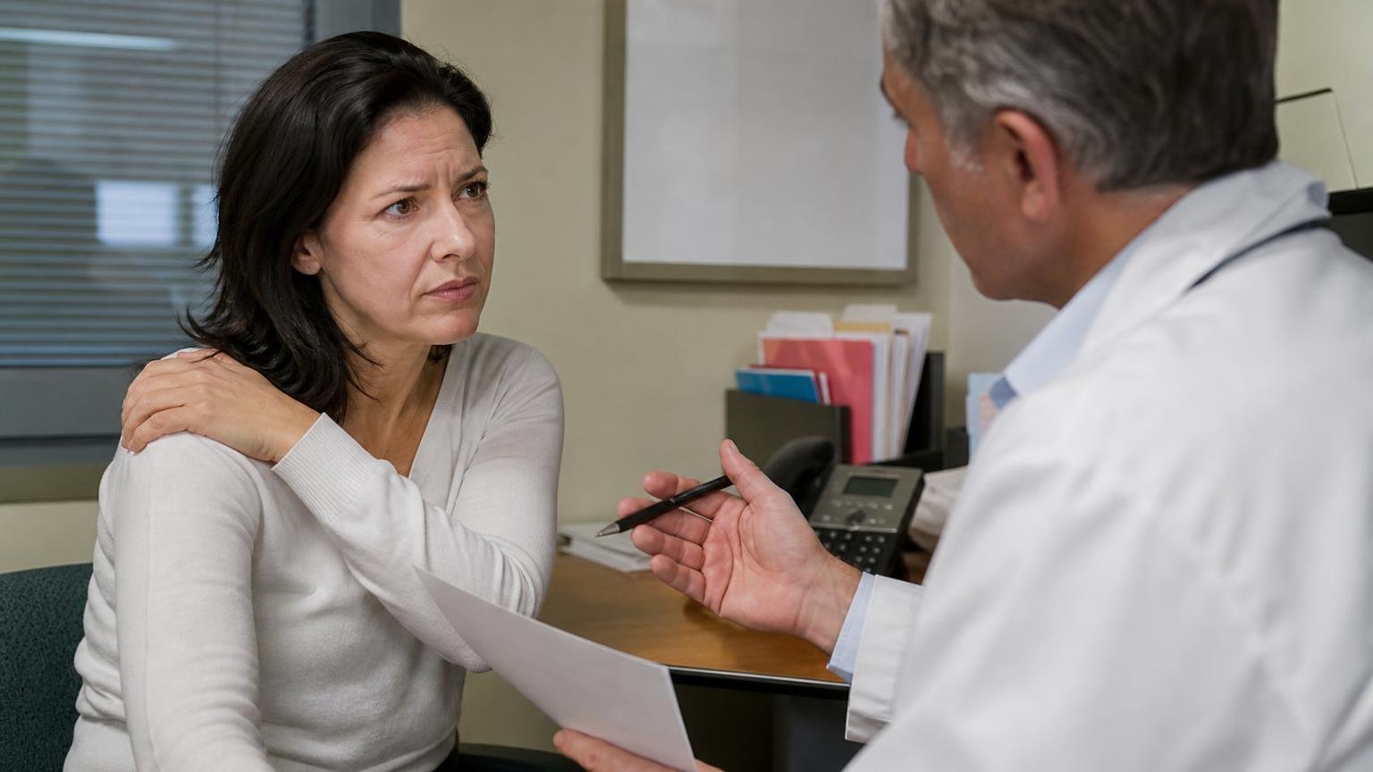 Elle consulte pour une épaule douloureuse et repart avec une ordonnance de cardiologie