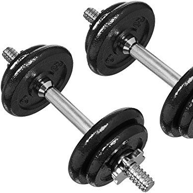 Amazon Basics Adjustable Dumbbell Hand Weight Set With Storage Case, Portable, Secure, 38 Pounds, Black